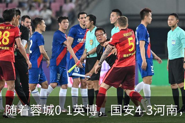 随着蓉城0-1英博，国安4-3河南，泰山5-3三镇，中超最新排名出炉
